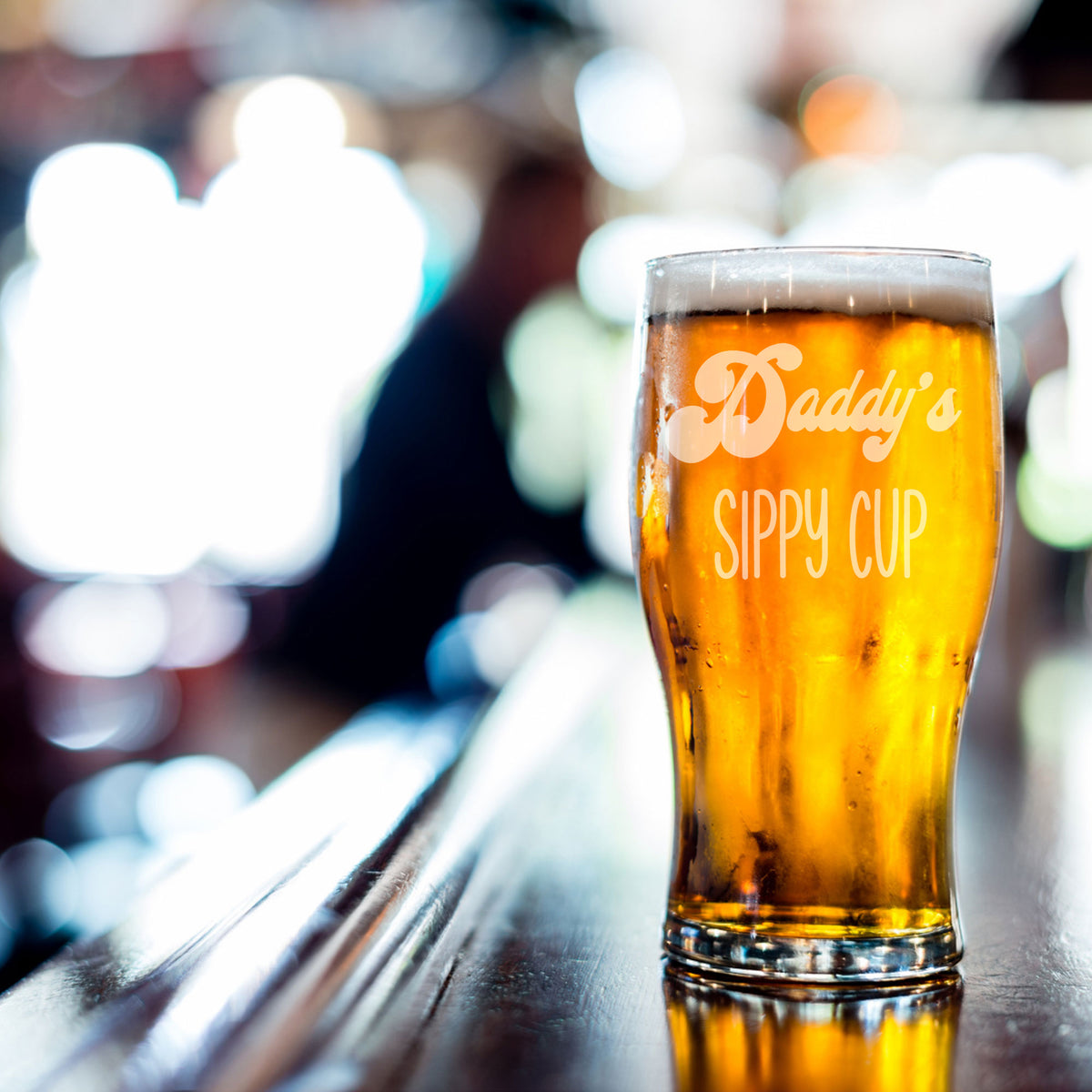 Daddy's Sippy Cup Engraved Pint Glass For Dad Birthday Gift