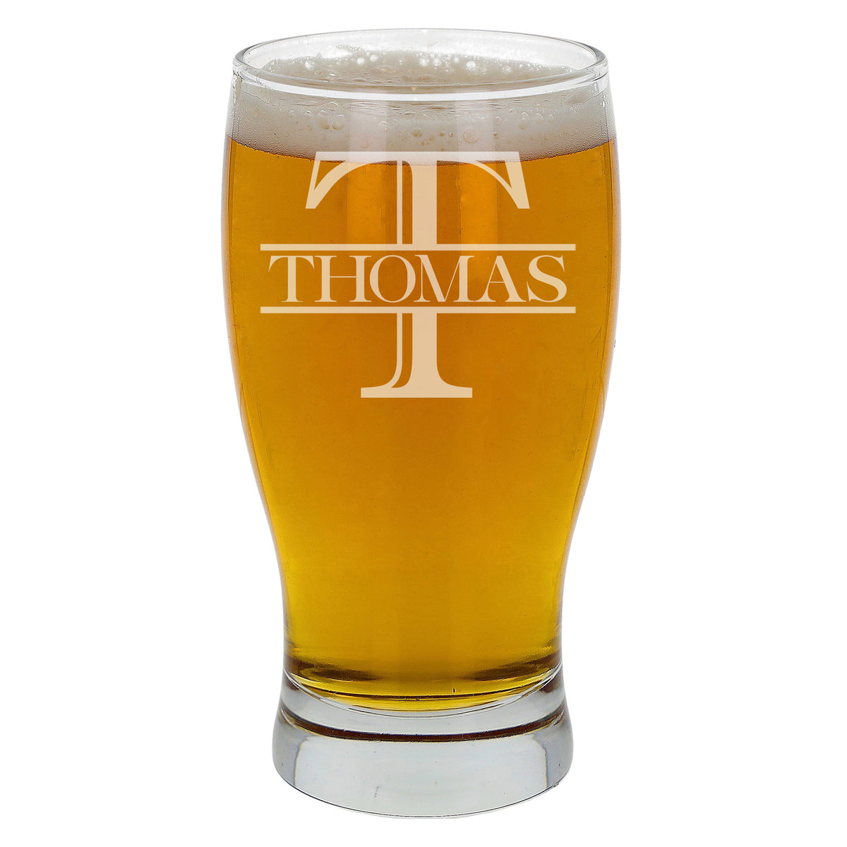 Personalised Split Monogram Engraved Pint Glass Birthday Gift