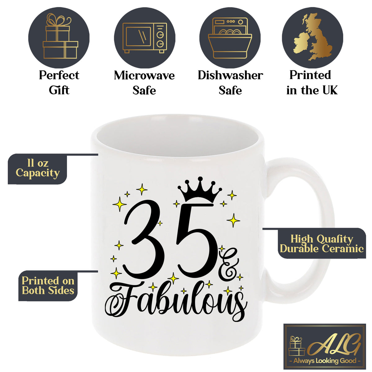 35 and Fabulous 35th Birthday Coffee Mug for Tea or Coffee