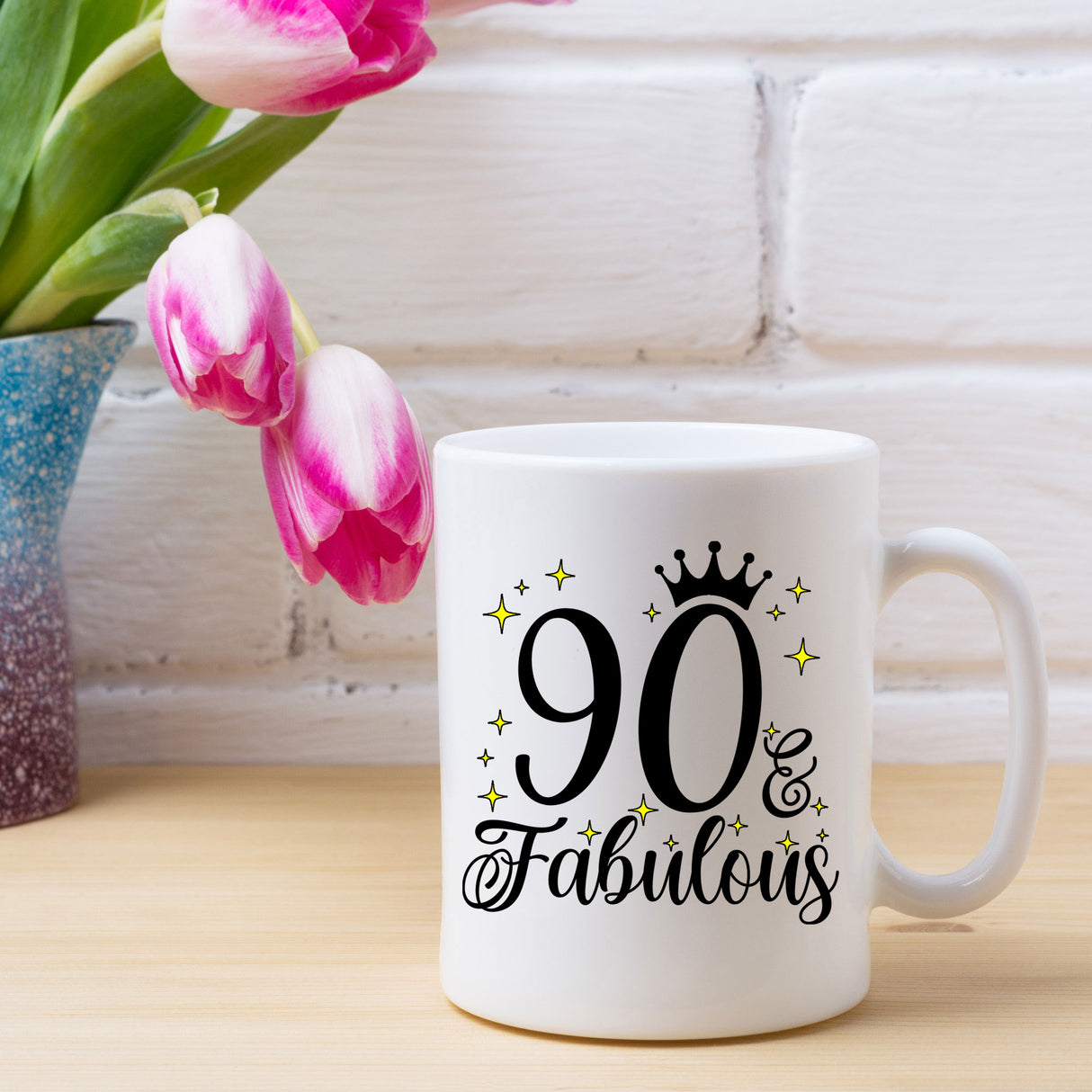 90 and Fabulous 90th Birthday Coffee Mug for Tea or Coffee