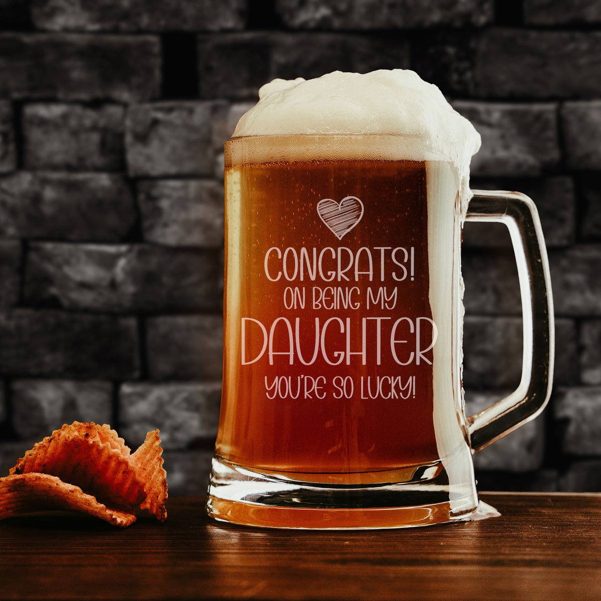 Congrats on Being my Daughter Engraved Beer Stein Birthday Gift for Daughter