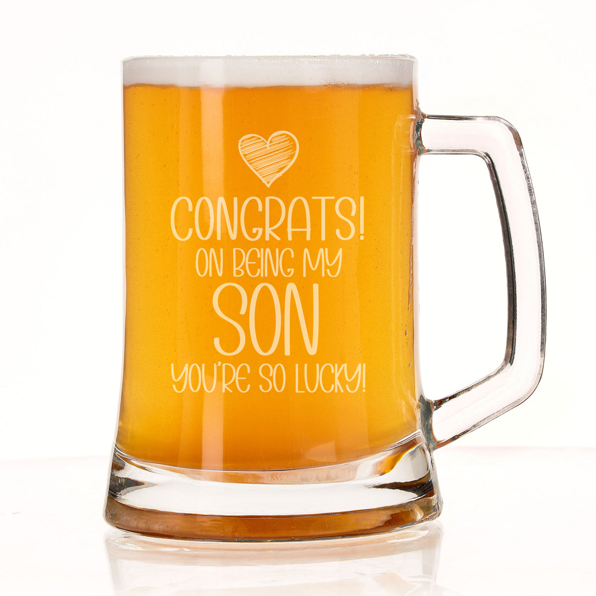 Congrats on Being my Son Engraved Beer Stein Birthday Keepsake Gift for Son