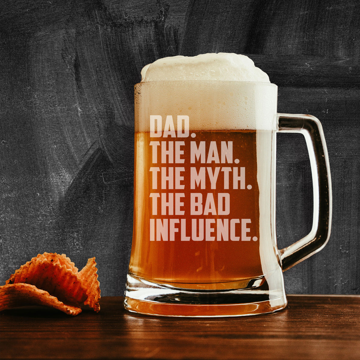 Dad The Man The Myth The Bad Influence Engraved Beer Stein Birthday Gift