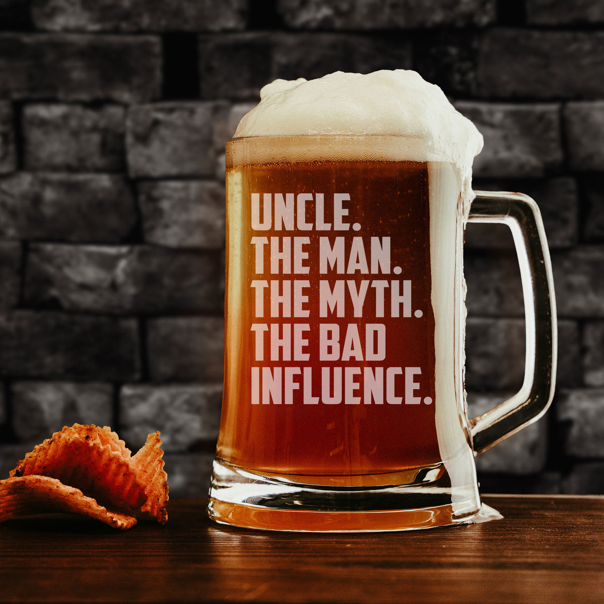 Uncle The Man The Myth The Bad Influence Engraved Beer Stein Birthday Gift