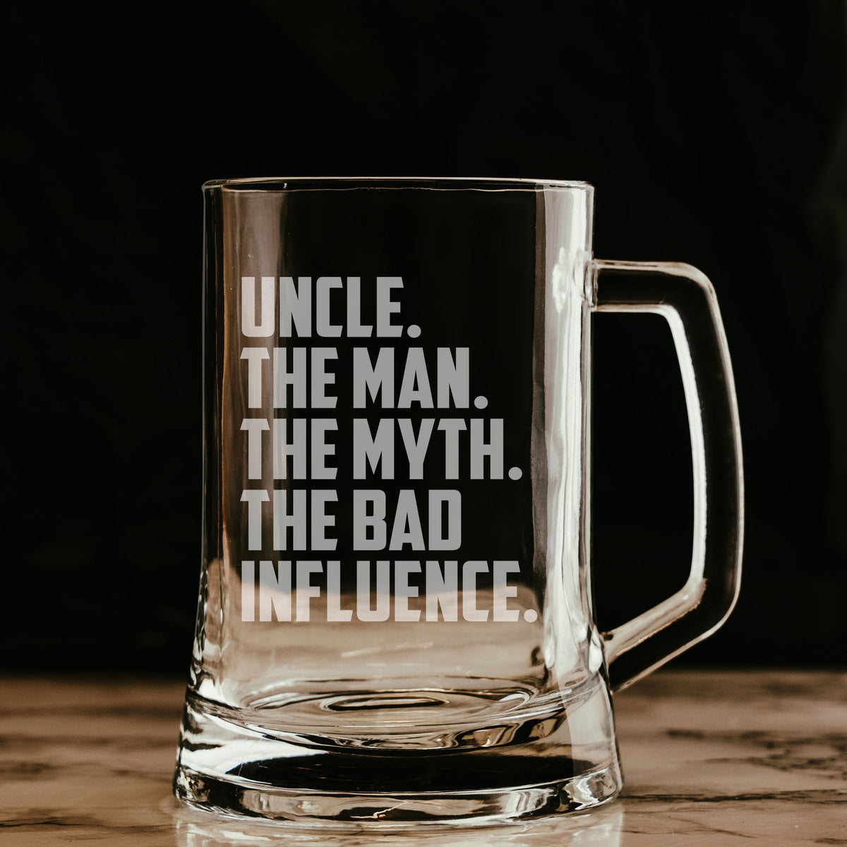Uncle The Man The Myth The Bad Influence Engraved Beer Stein Birthday Gift
