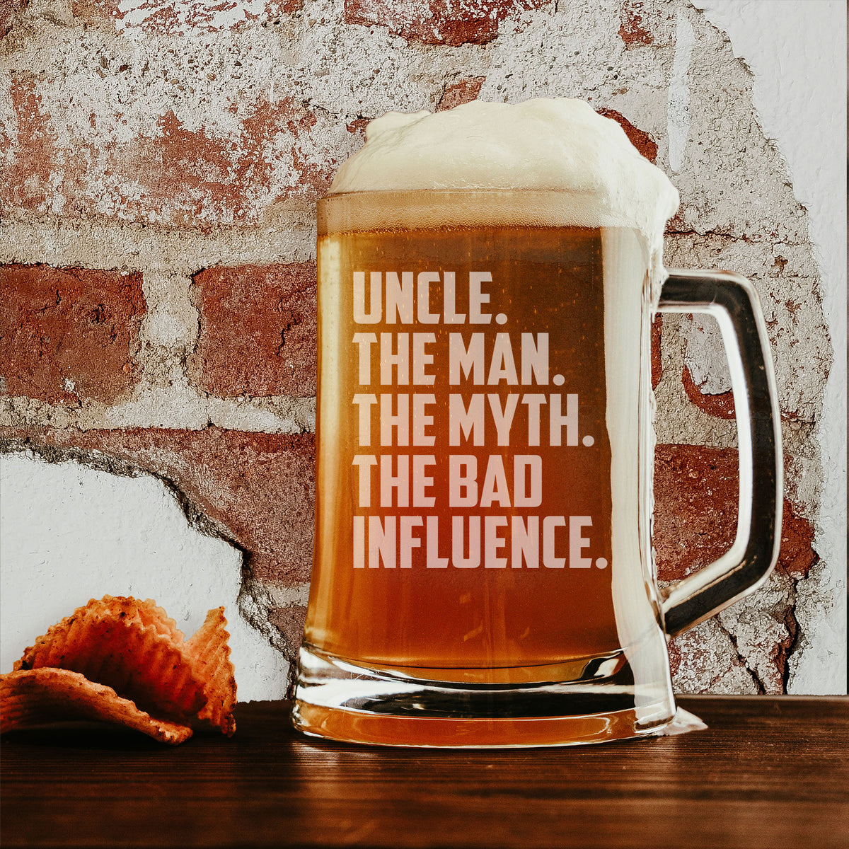 Uncle The Man The Myth The Bad Influence Engraved Beer Stein Birthday Gift