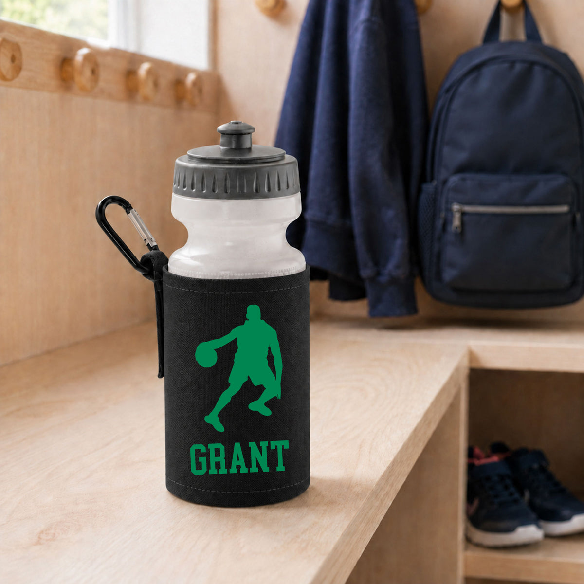 Black Water Bottle & Holder