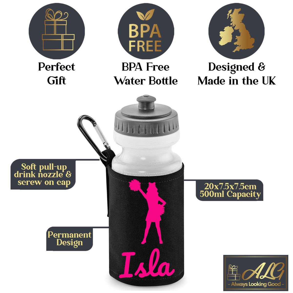 Black Water Bottle & Holder