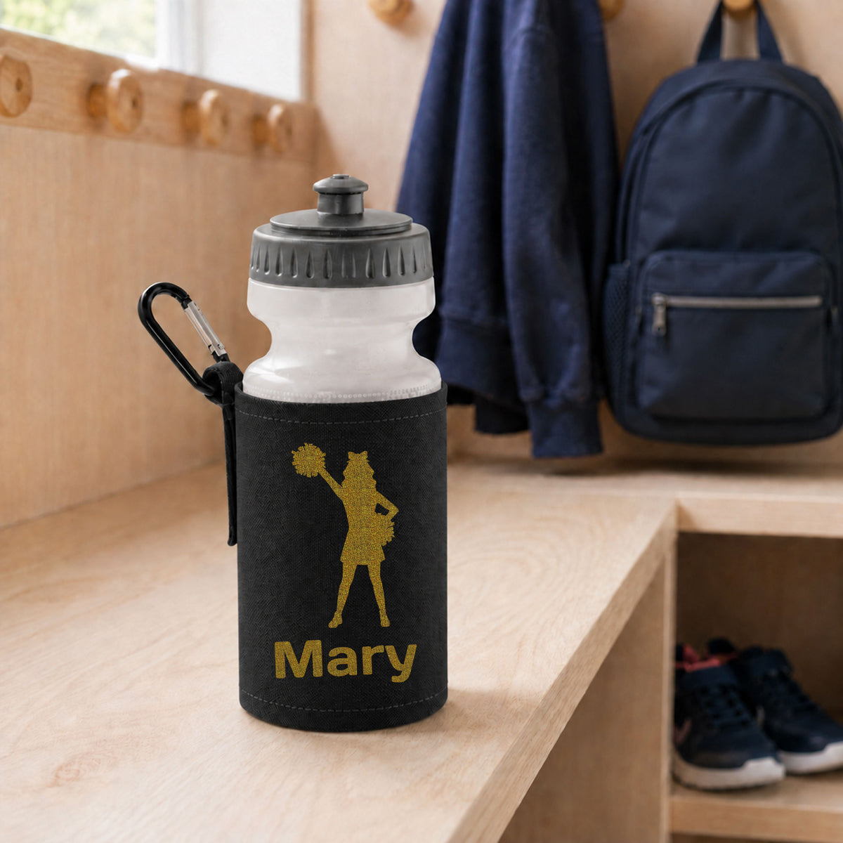 Black Water Bottle & Holder
