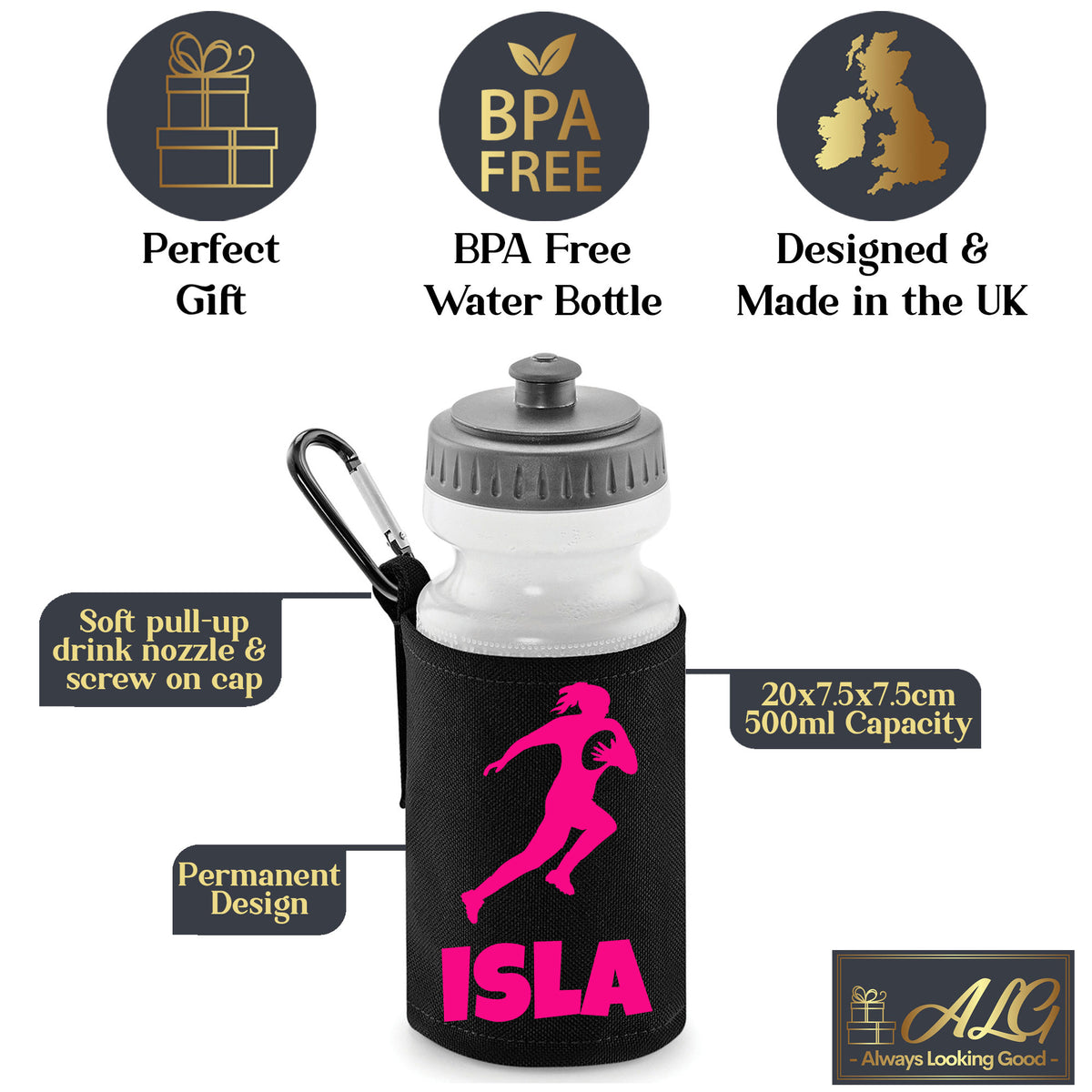 Black Water Bottle & Holder