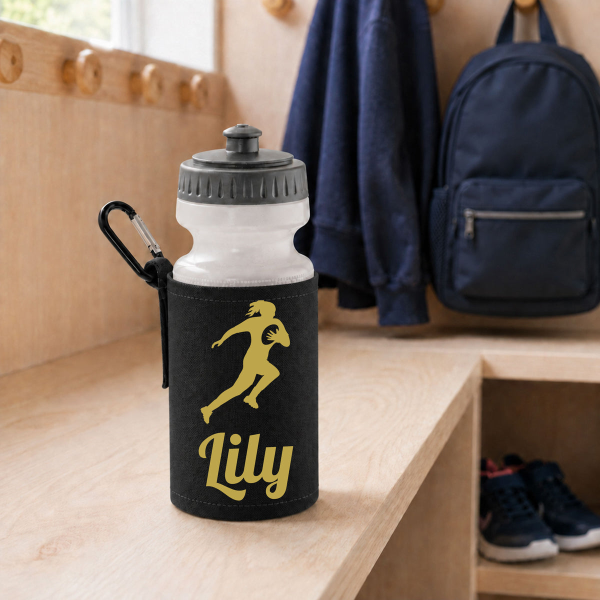 Black Water Bottle & Holder