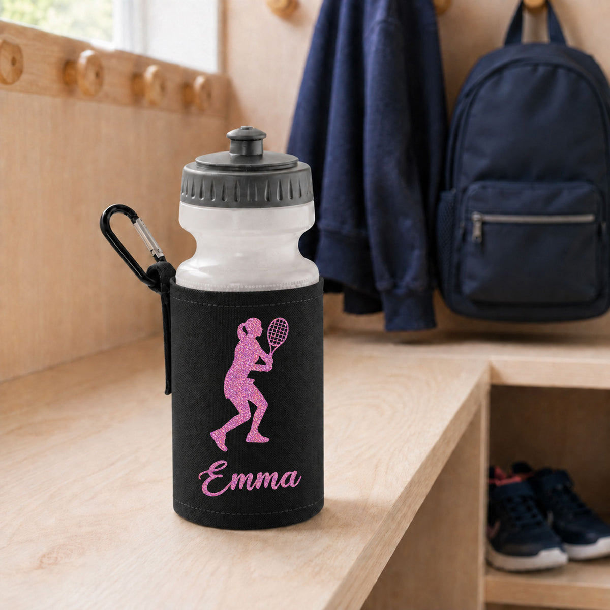 Black Water Bottle & Holder