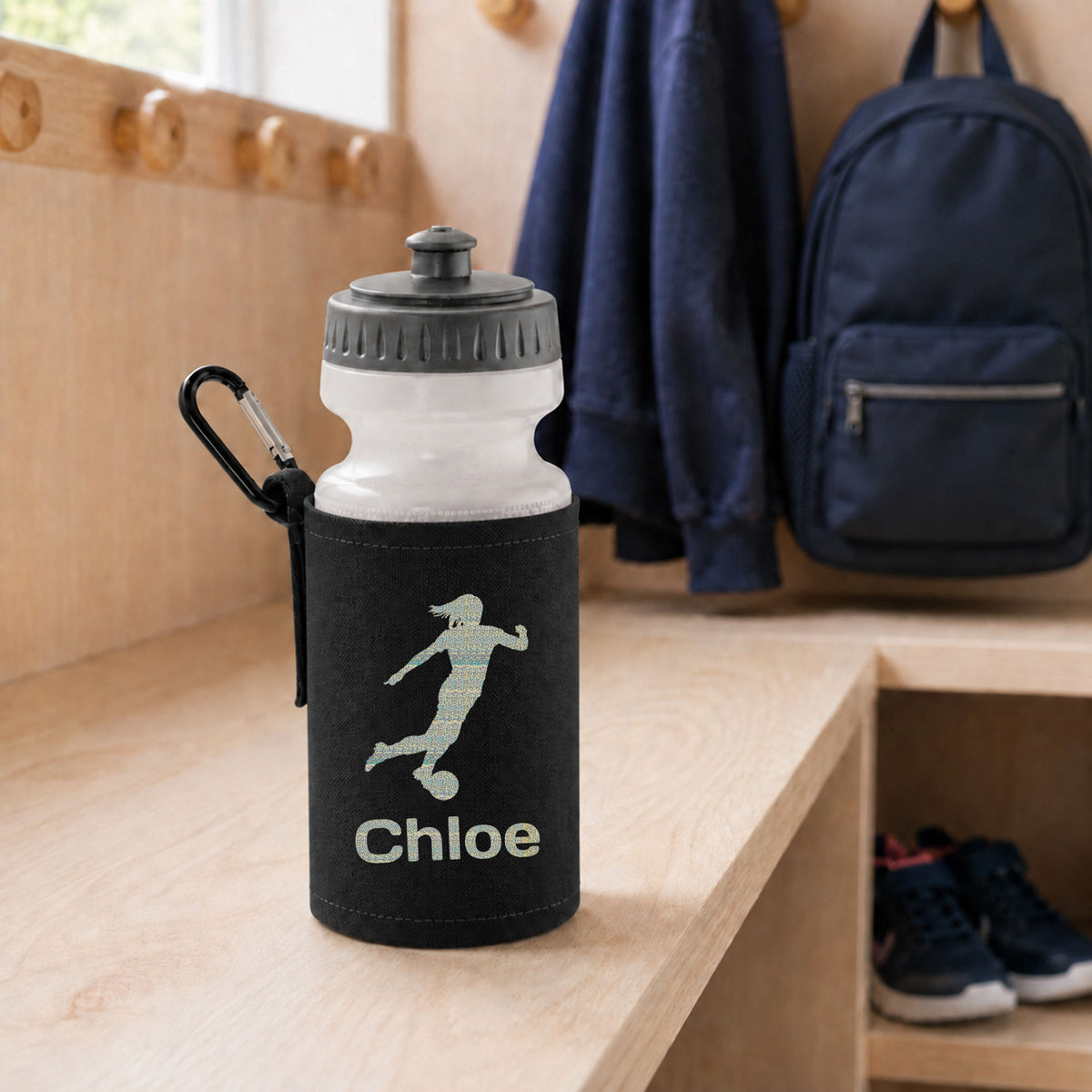 Black Water Bottle & Holder