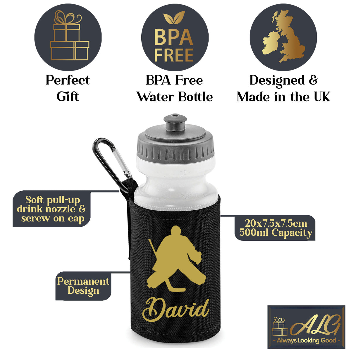Black Water Bottle & Holder