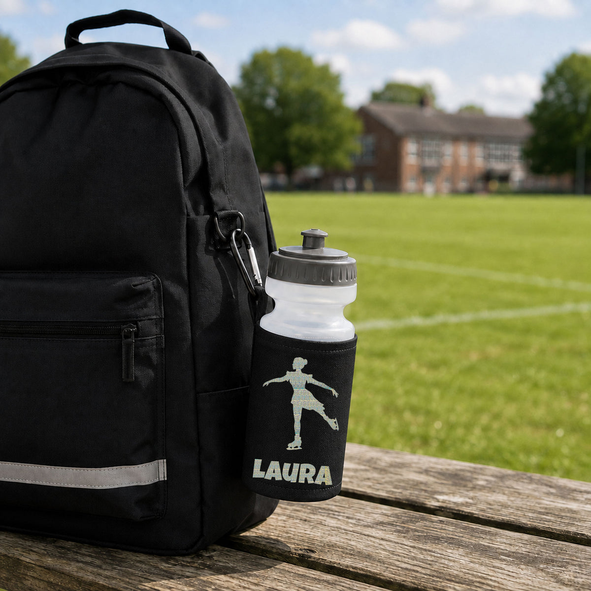 Black Water Bottle & Holder