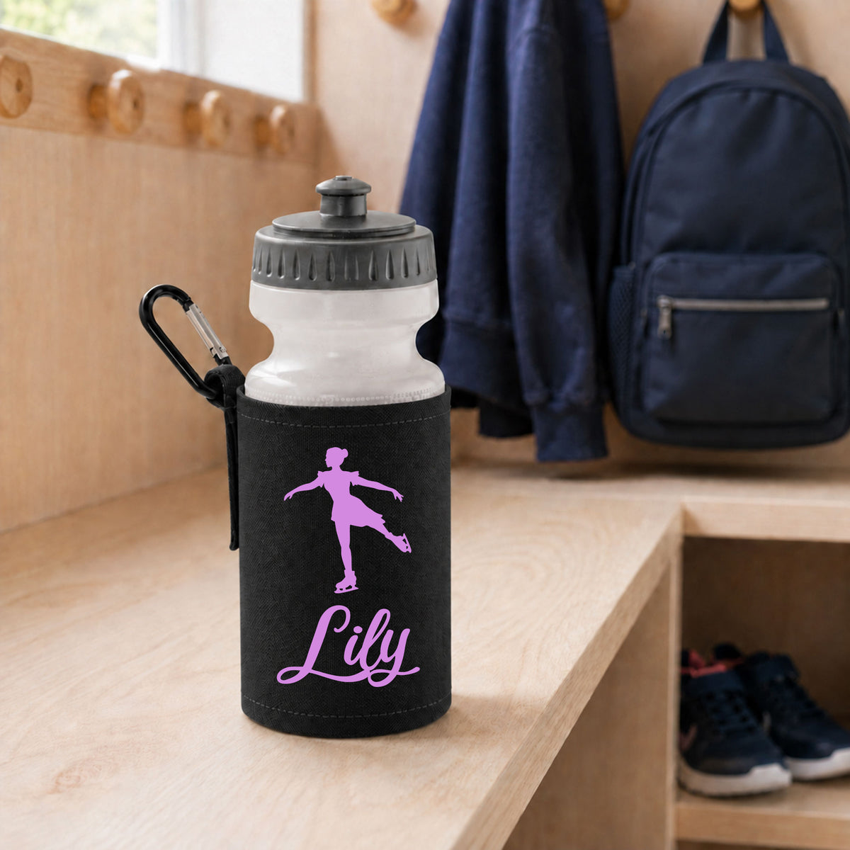 Black Water Bottle & Holder