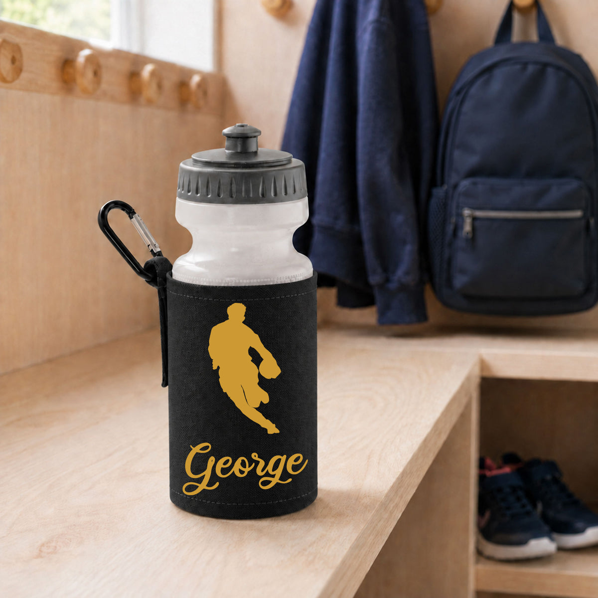 Black Water Bottle & Holder