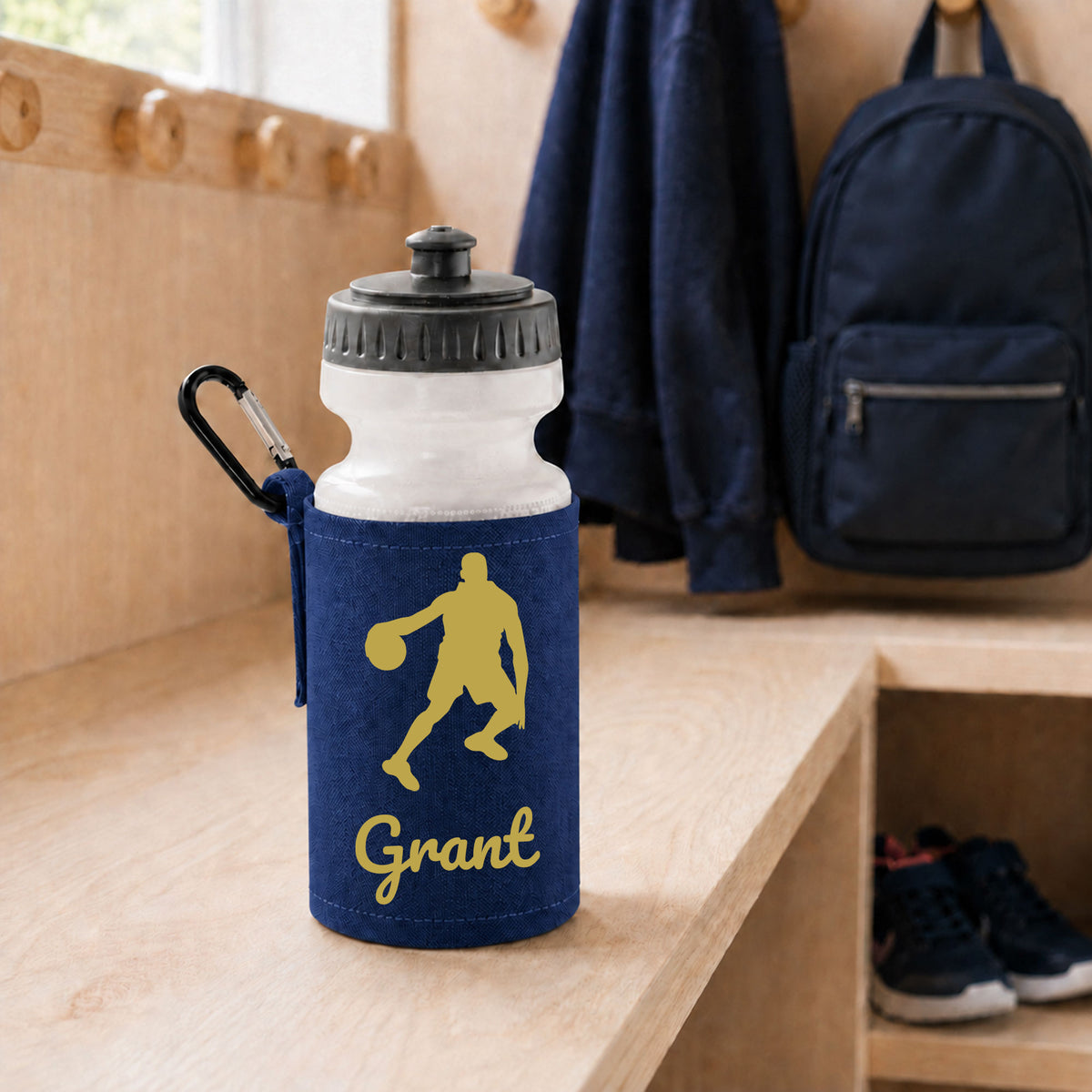 Navy Water Bottle & Holder