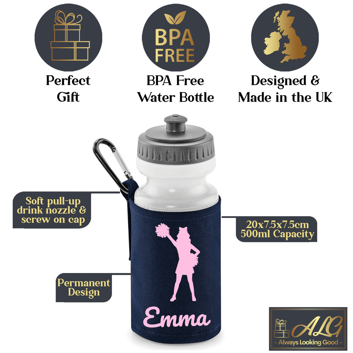 Navy Water Bottle & Holder