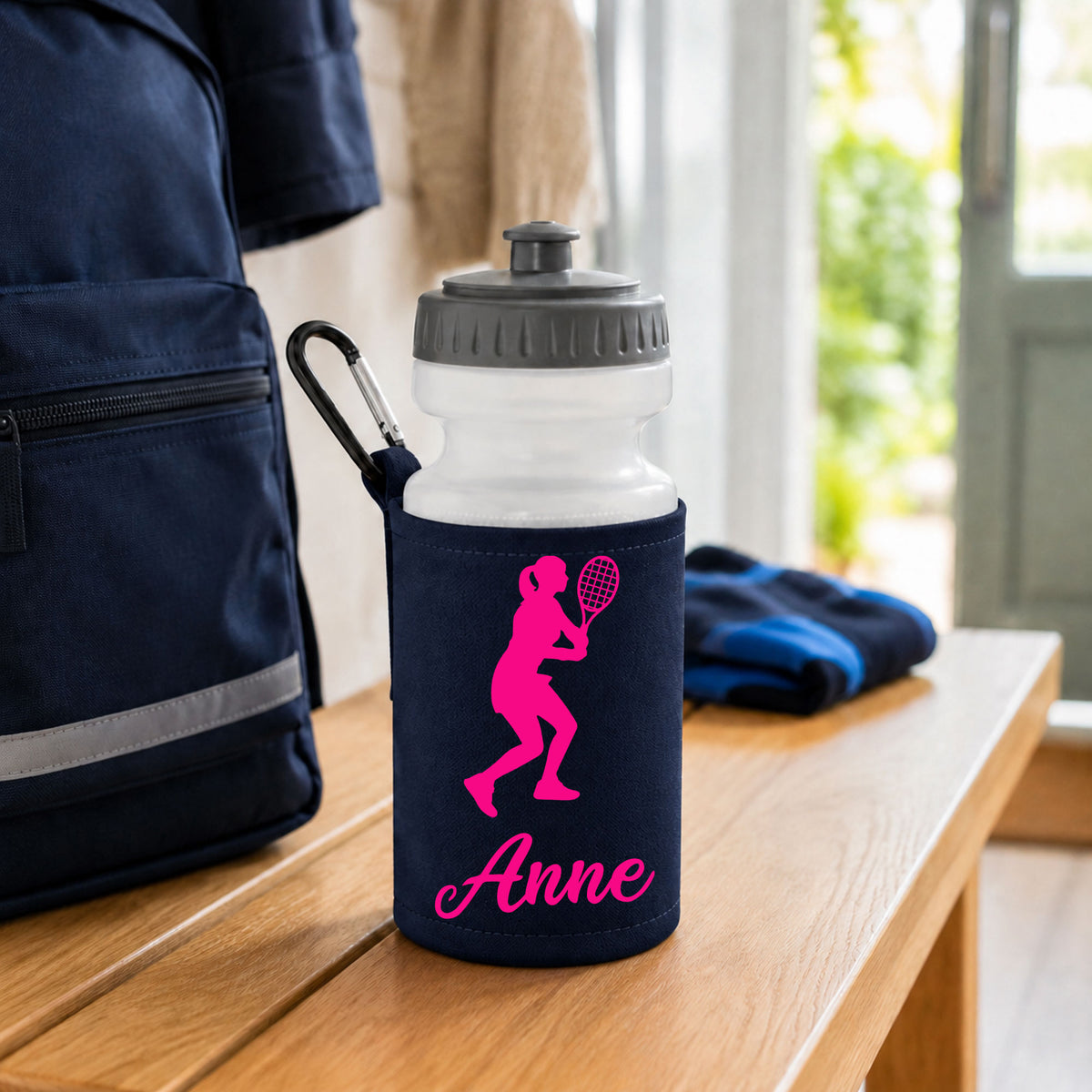 Navy Water Bottle & Holder