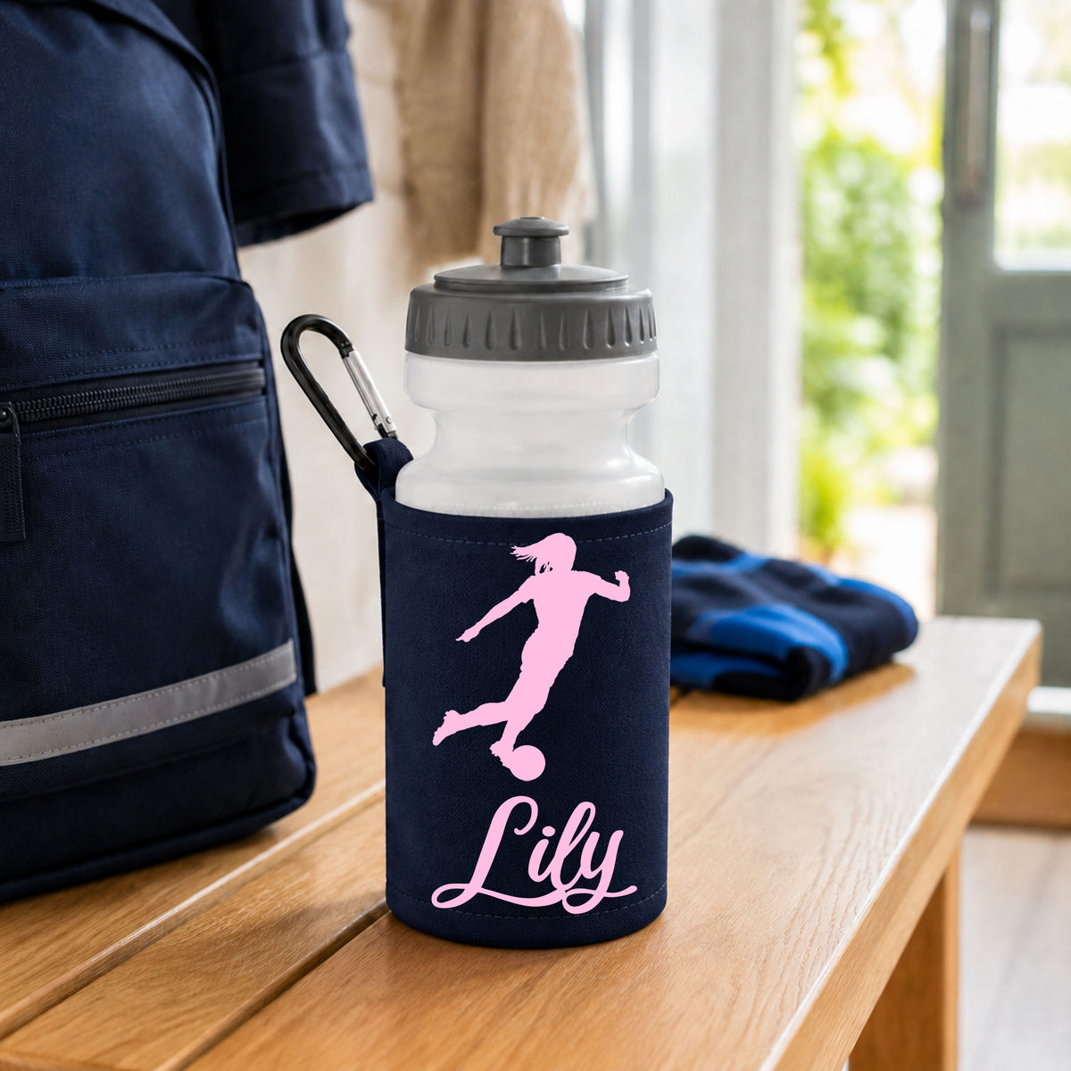 Navy Water Bottle & Holder