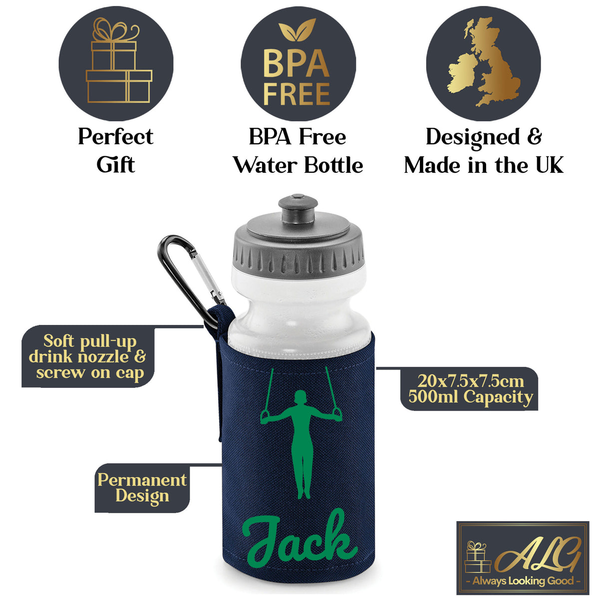 Navy Water Bottle & Holder