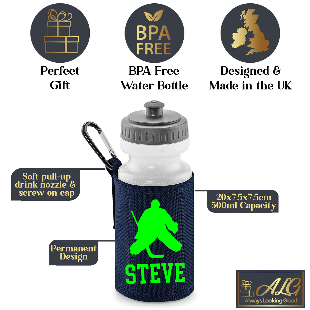 Navy Water Bottle & Holder