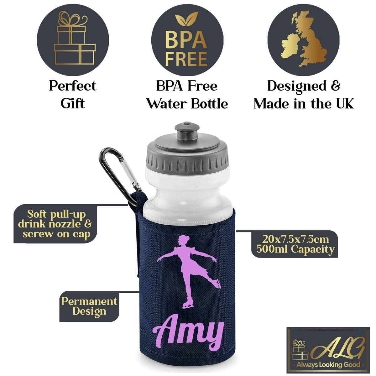 Navy Water Bottle & Holder