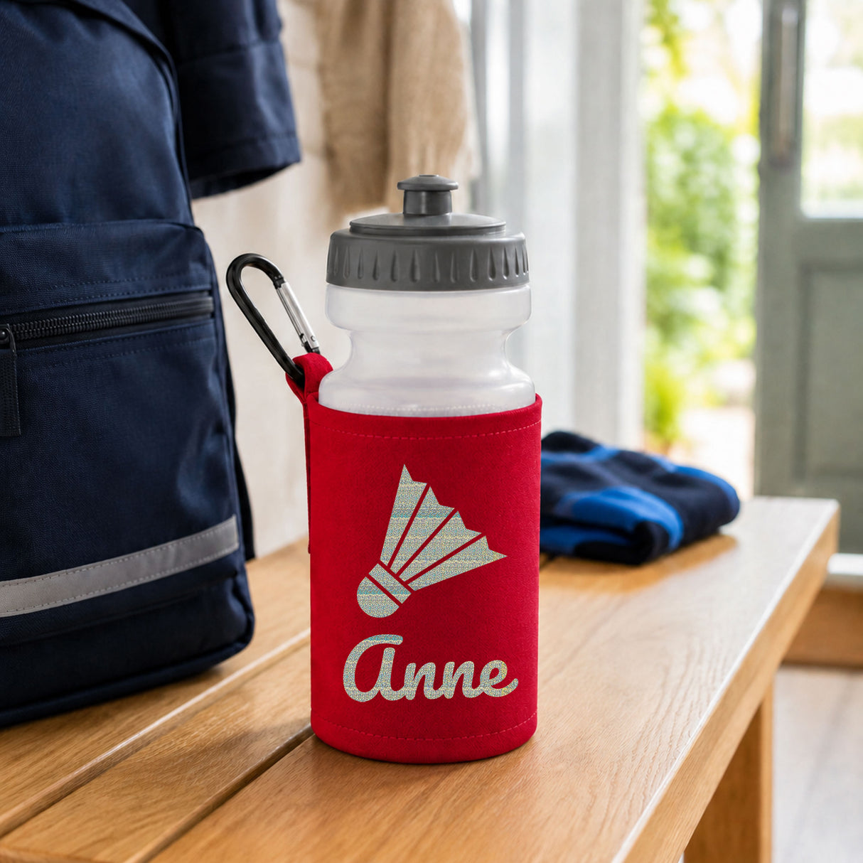 Red Water Bottle & Holder