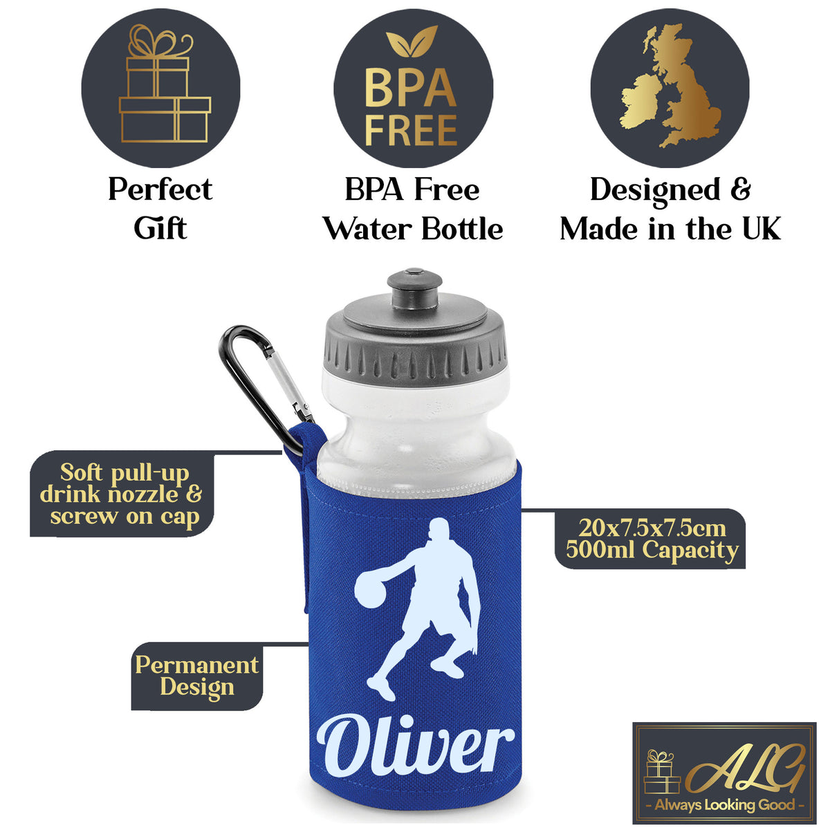 Royal Blue Water Bottle & Holder