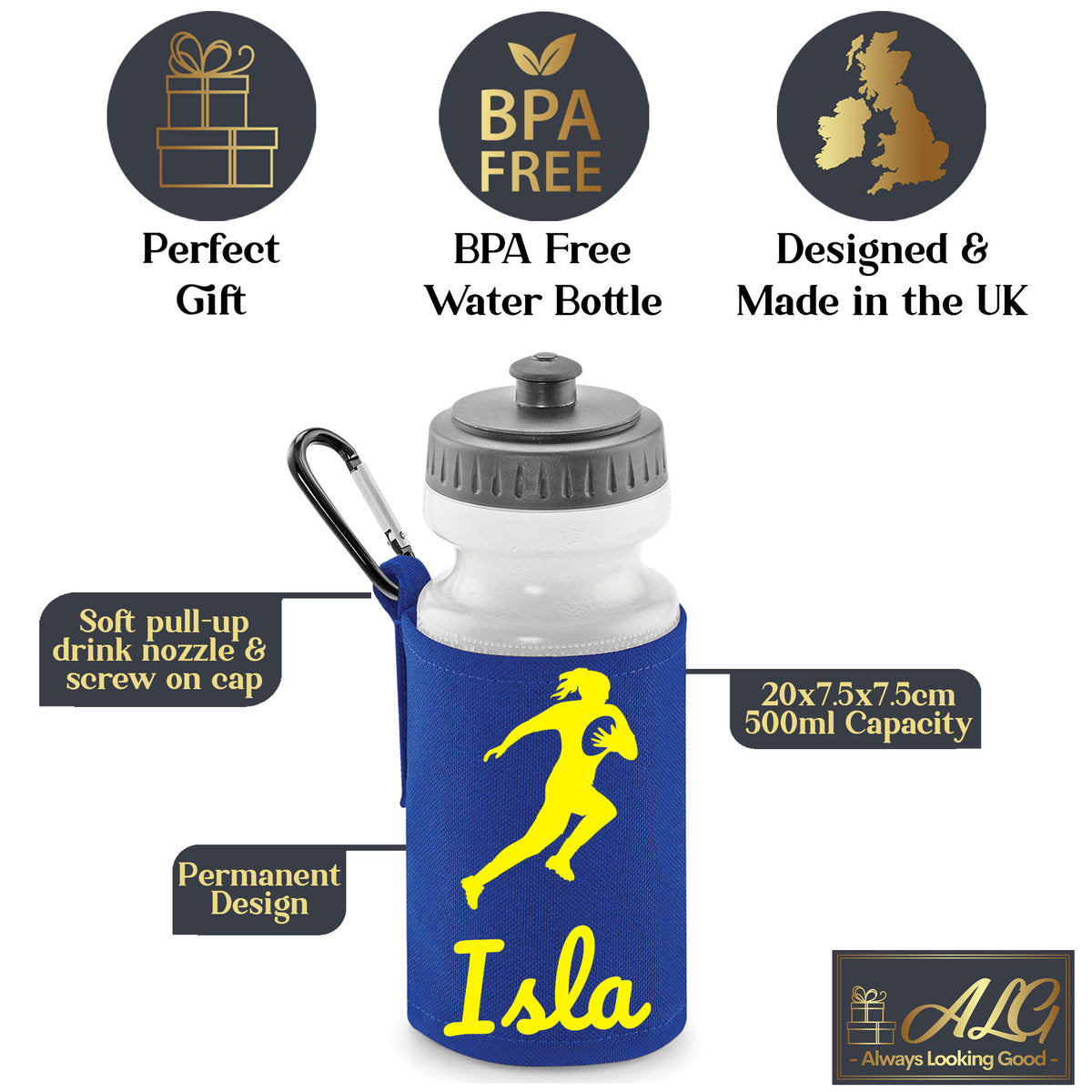 Royal Blue Water Bottle & Holder