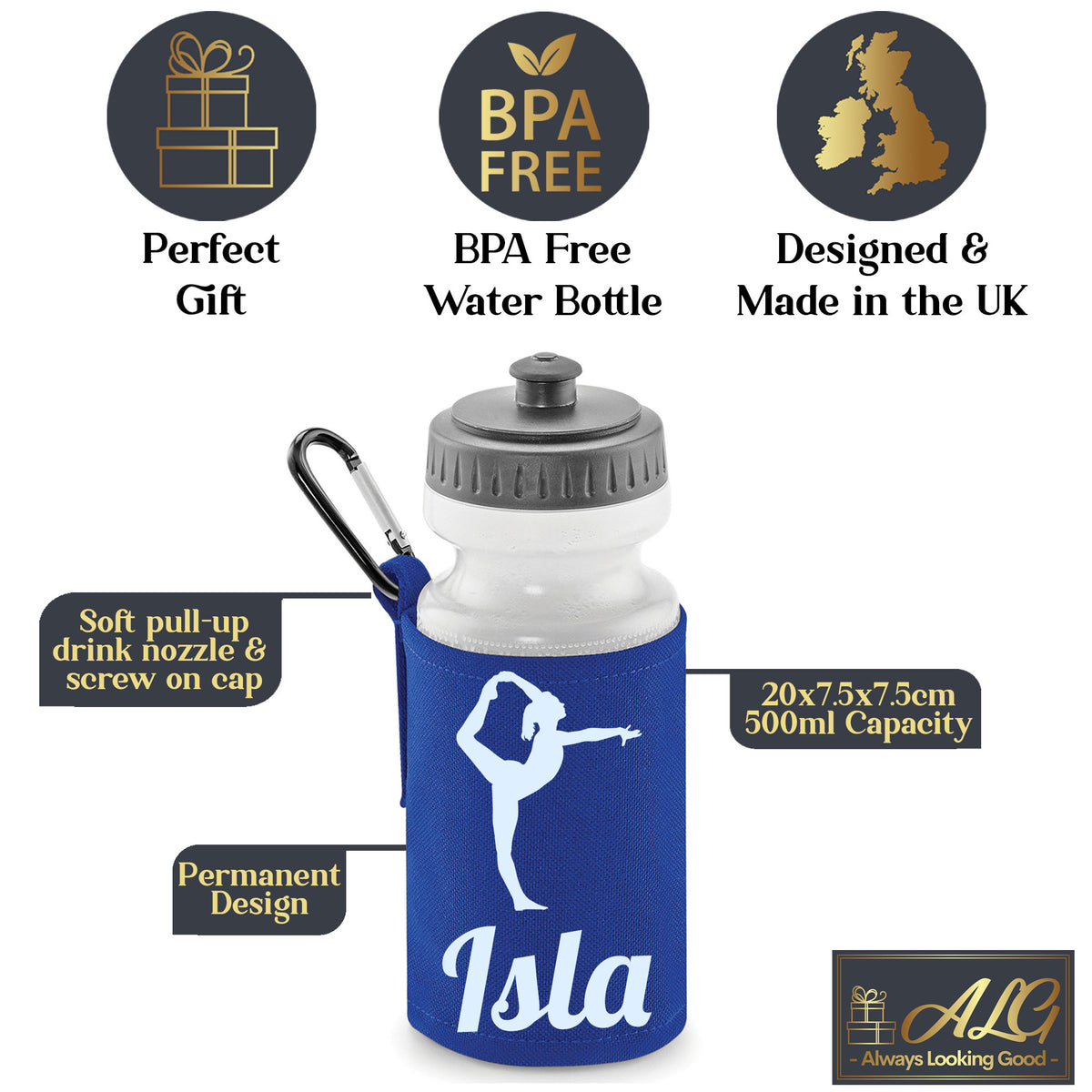 Royal Blue Water Bottle & Holder