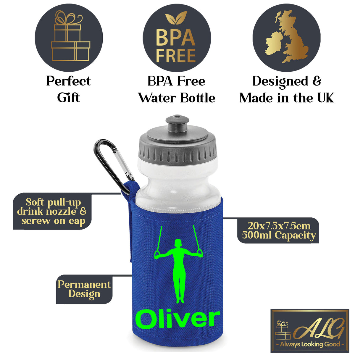 Royal Blue Water Bottle & Holder