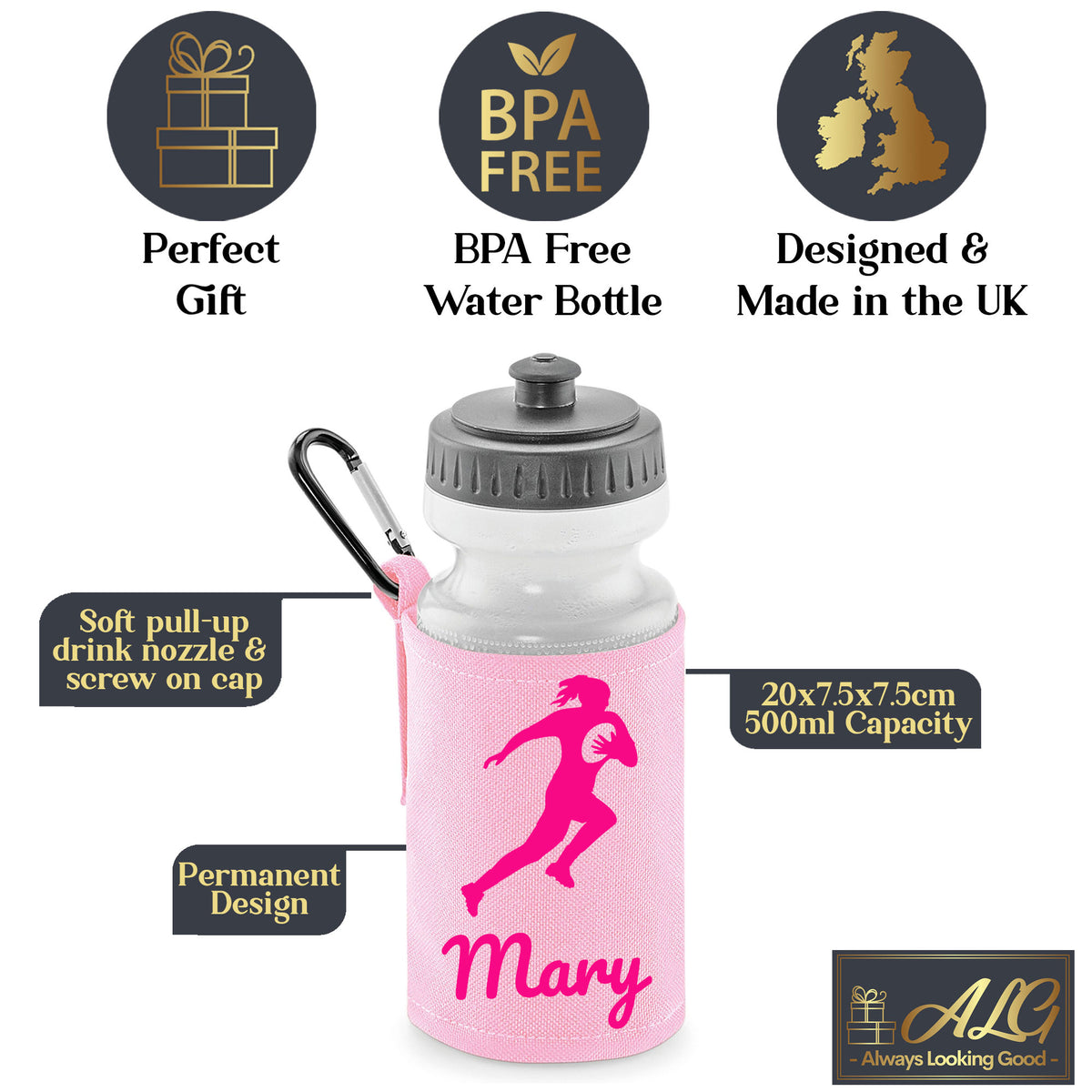 Baby Pink Water Bottle & Holder