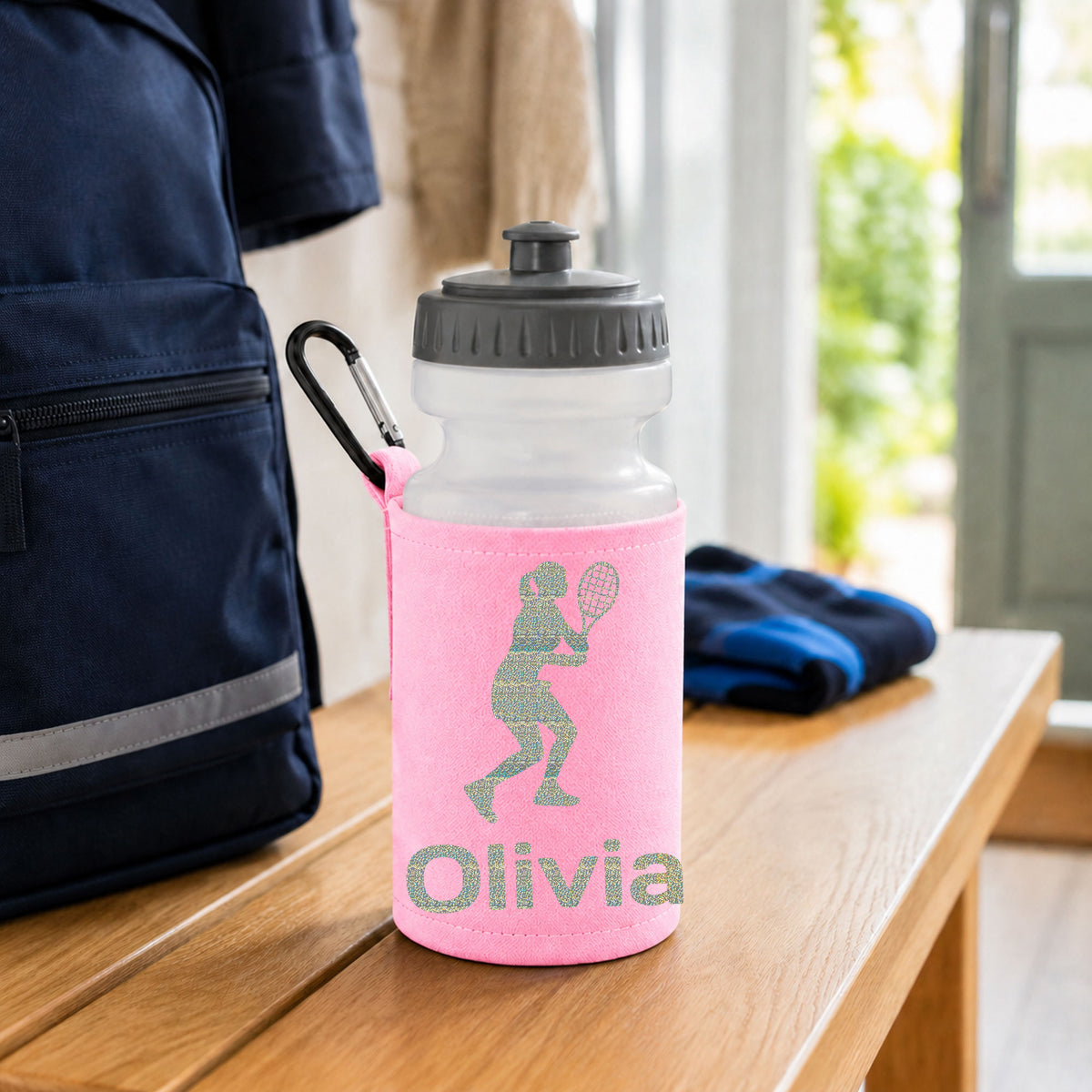 Baby Pink Water Bottle & Holder