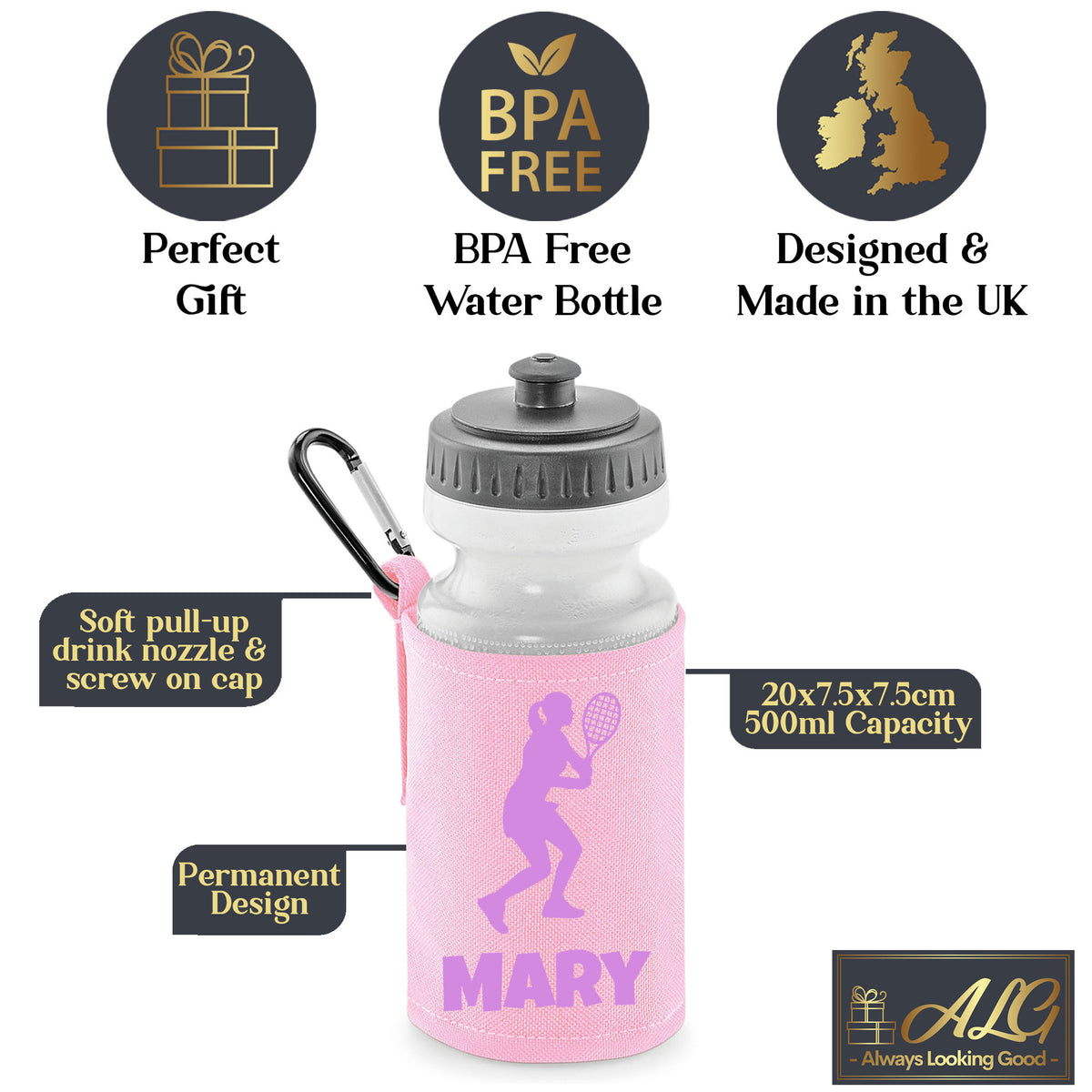 Baby Pink Water Bottle & Holder