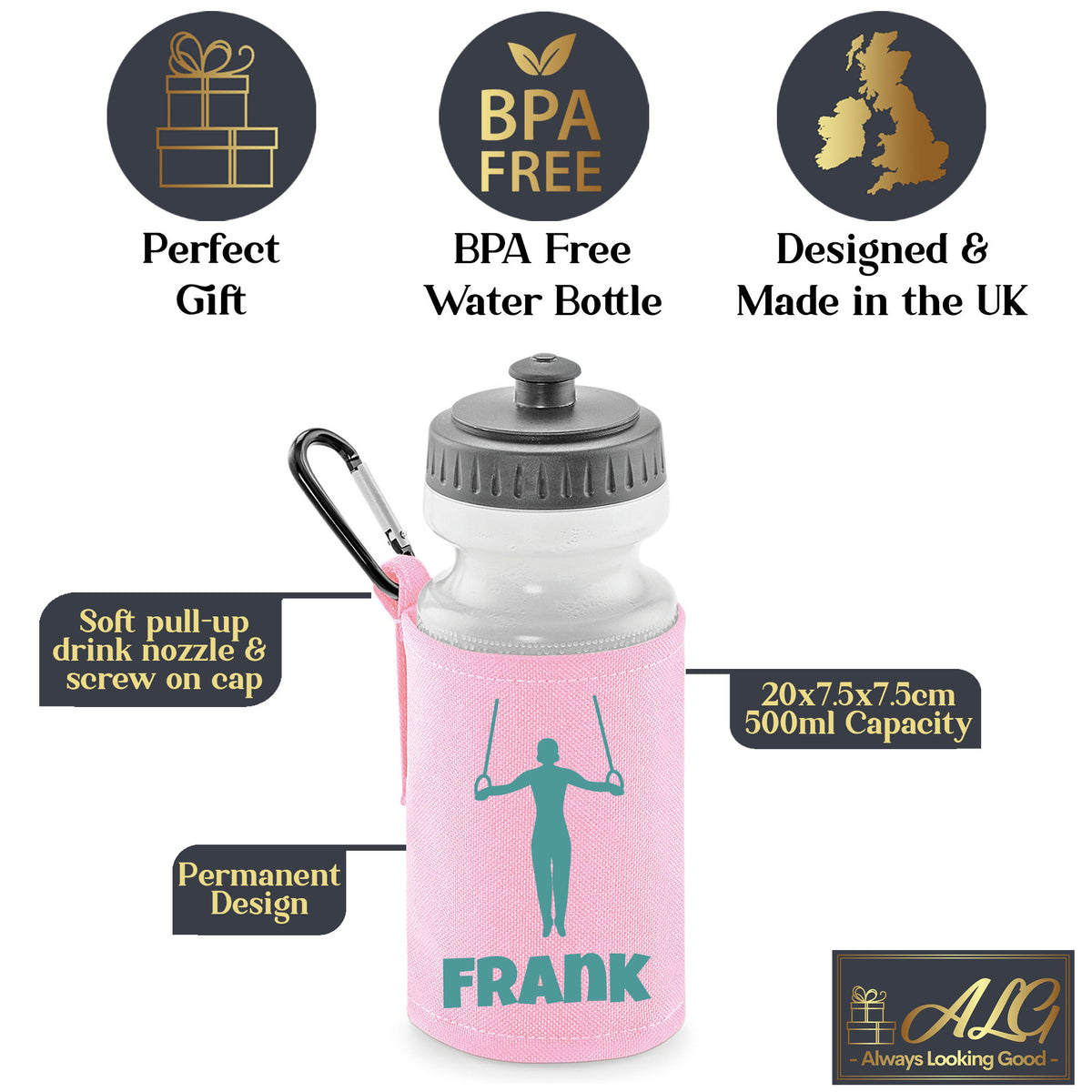 Baby Pink Water Bottle & Holder