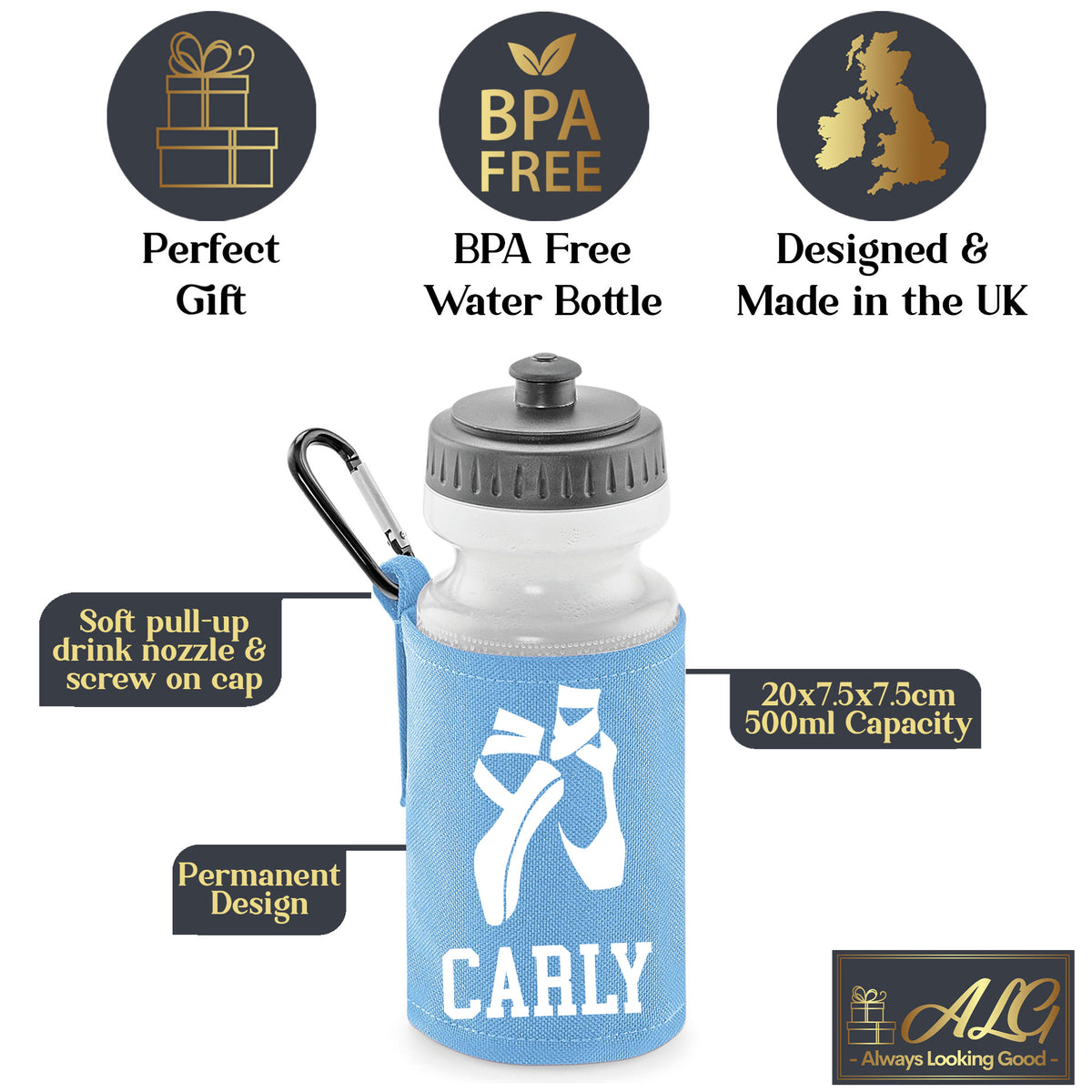 Sky Blue Water Bottle & Holder