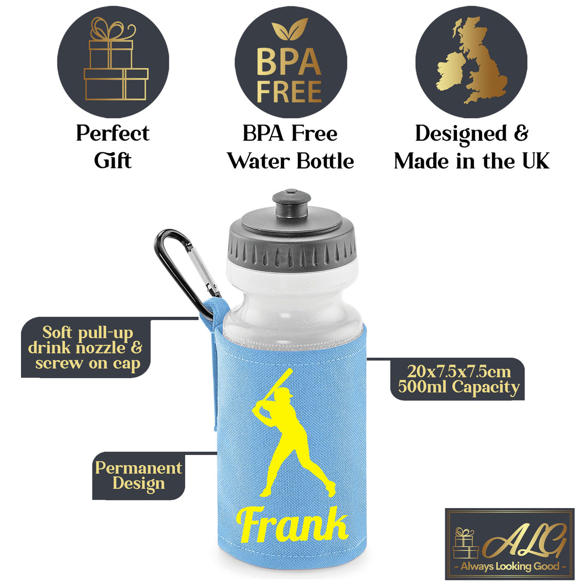 Sky Blue Water Bottle & Holder