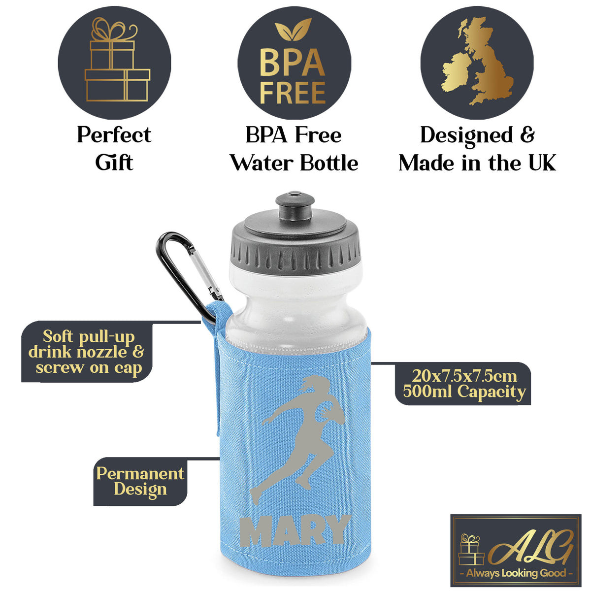 Sky Blue Water Bottle & Holder