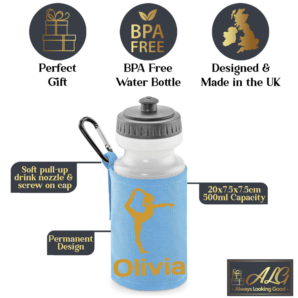 Sky Blue Water Bottle & Holder