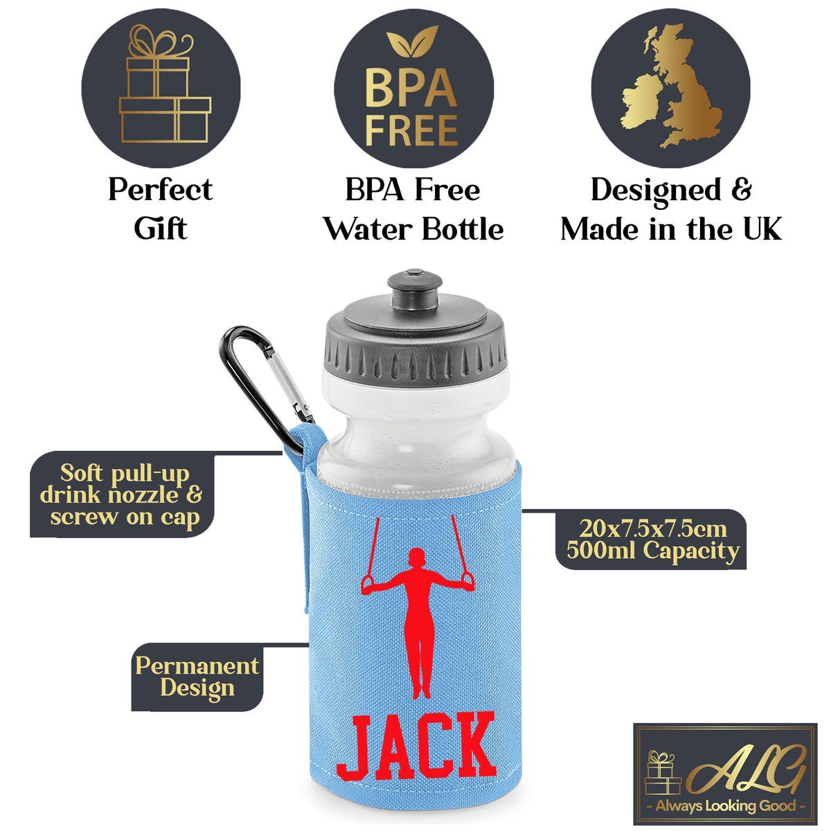 Sky Blue Water Bottle & Holder