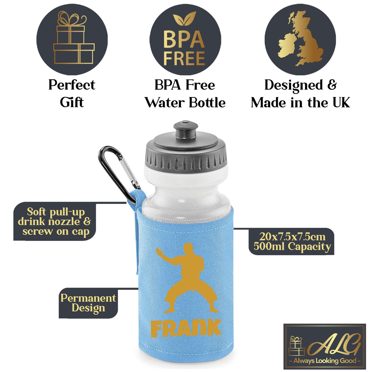 Sky Blue Water Bottle & Holder