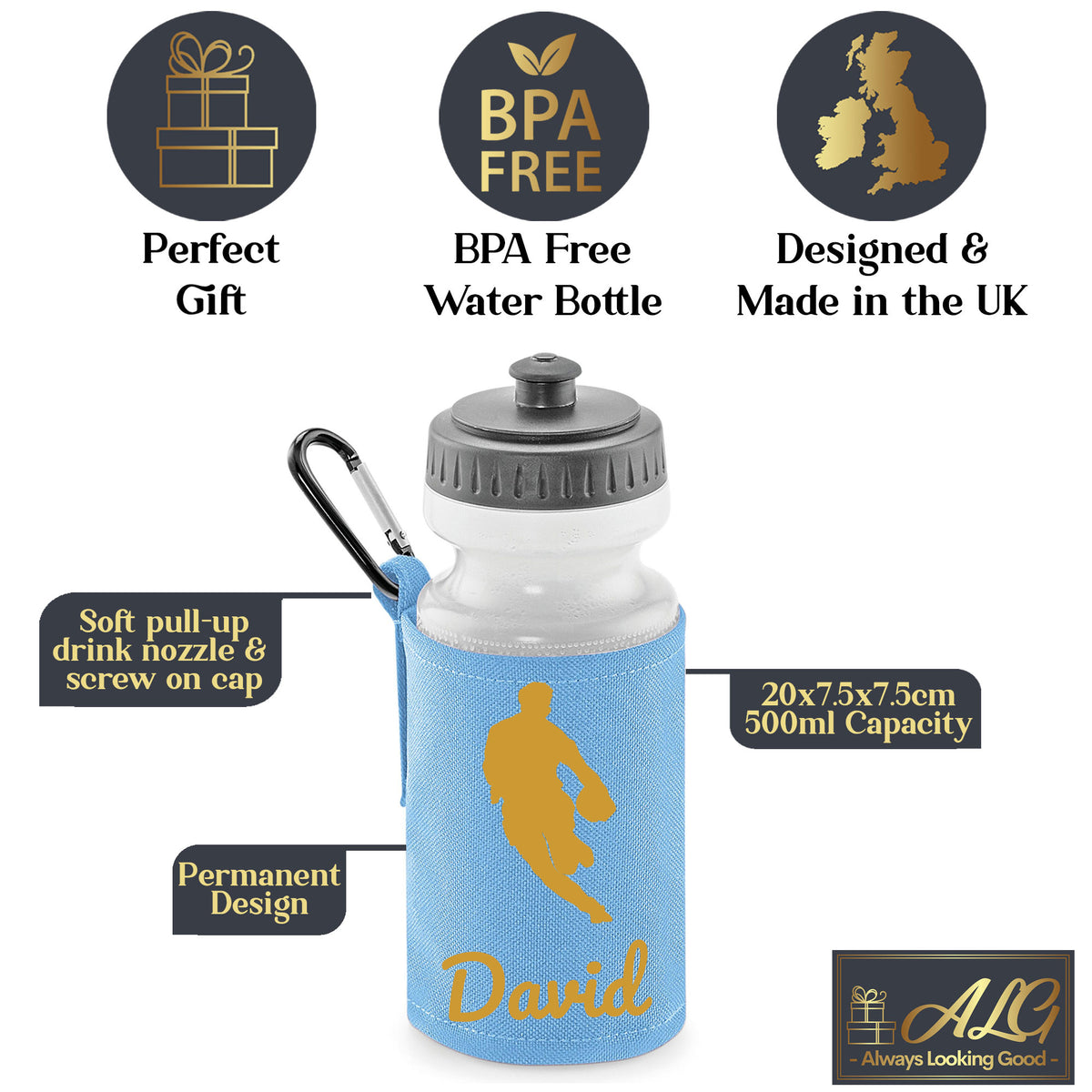 Sky Blue Water Bottle & Holder
