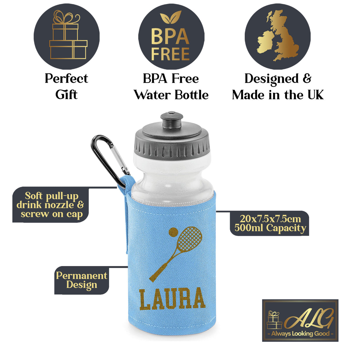 Sky Blue Water Bottle & Holder