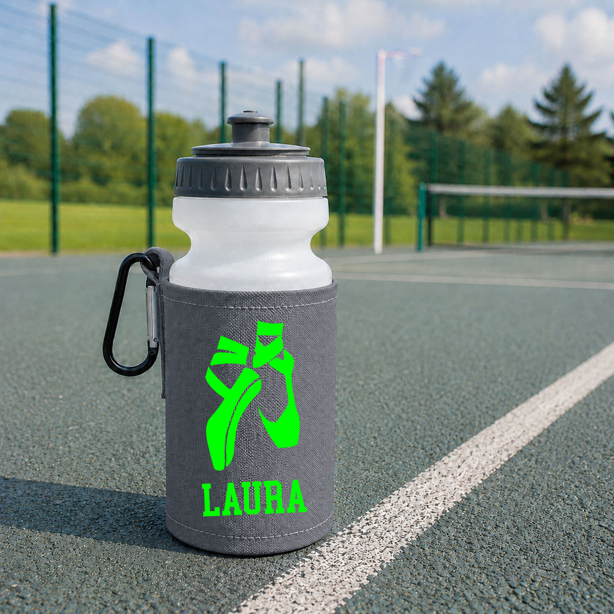 Grey Water Bottle & Holder