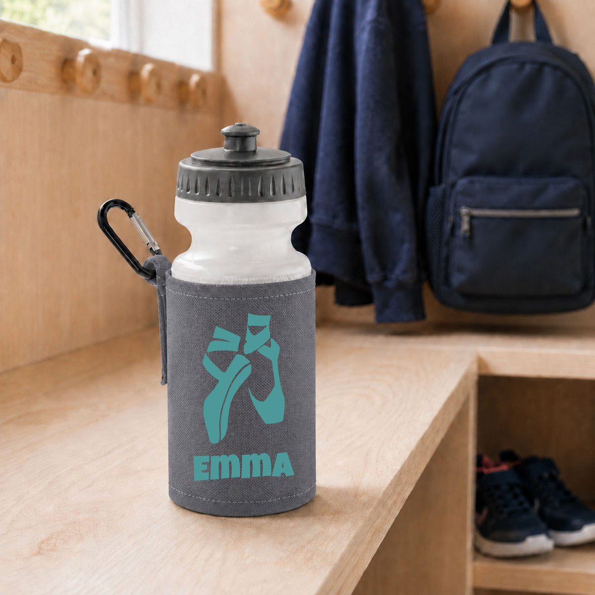 Grey Water Bottle & Holder