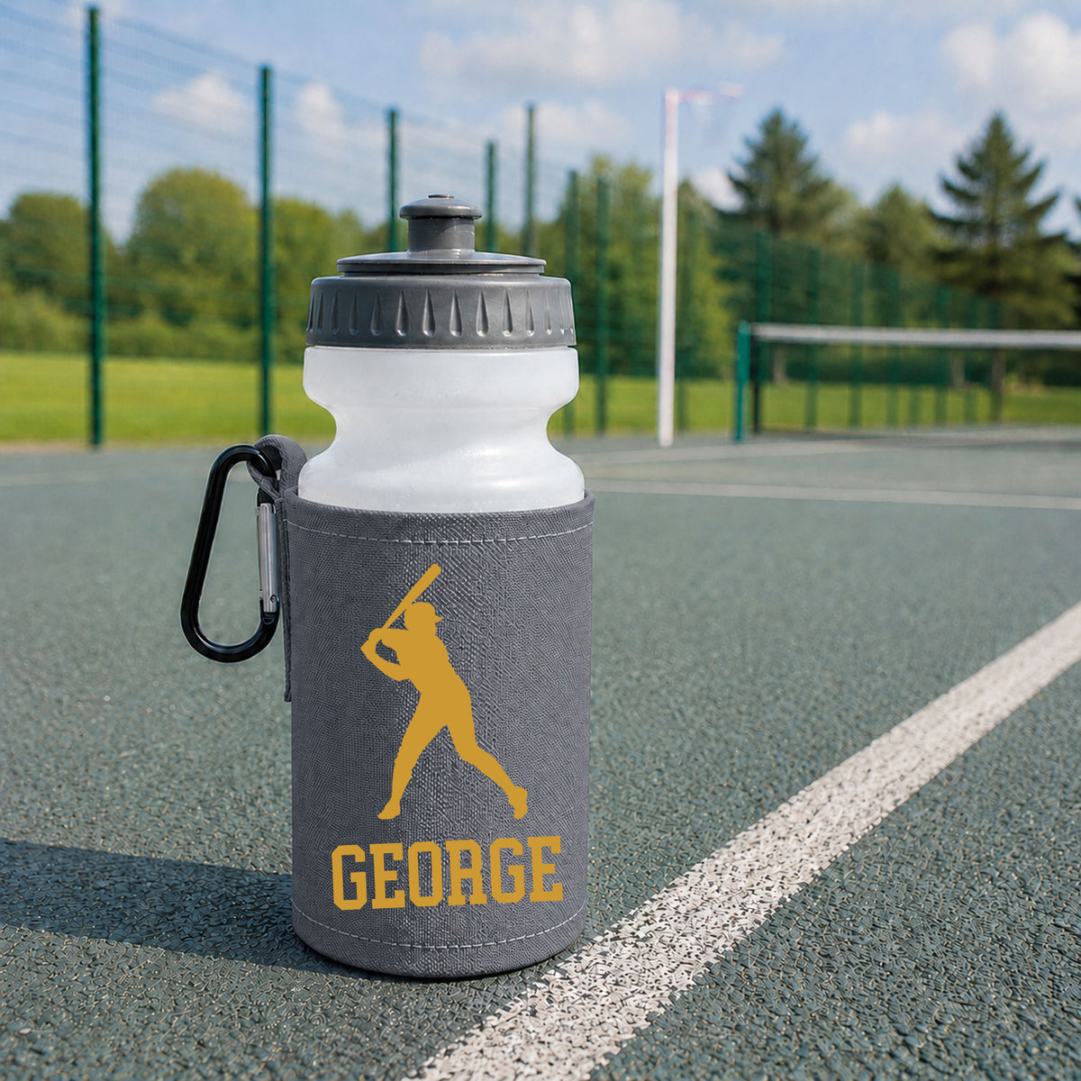 Grey Water Bottle & Holder