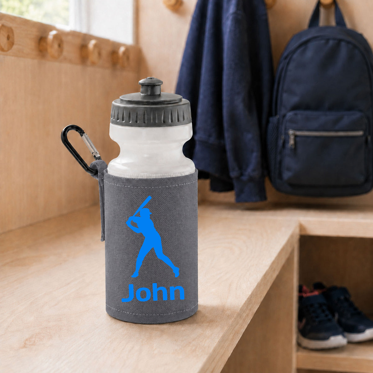 Grey Water Bottle & Holder