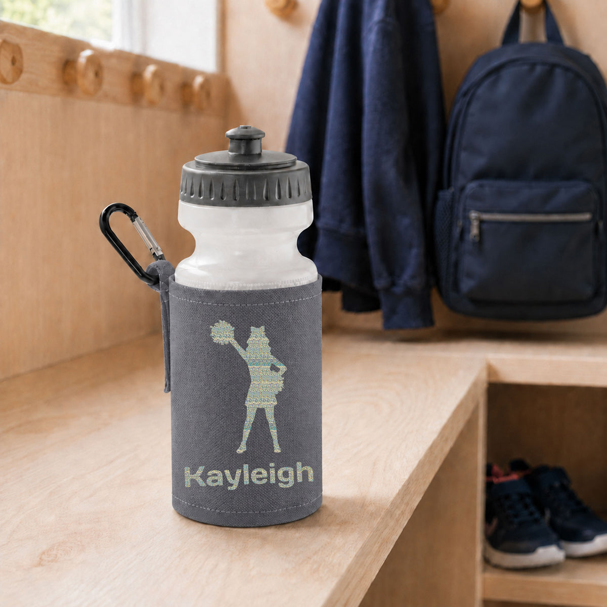 Grey Water Bottle & Holder